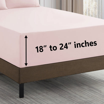 Set di lenzuola extra profonde da 24 tasche, 6 pezzi, serie 1500