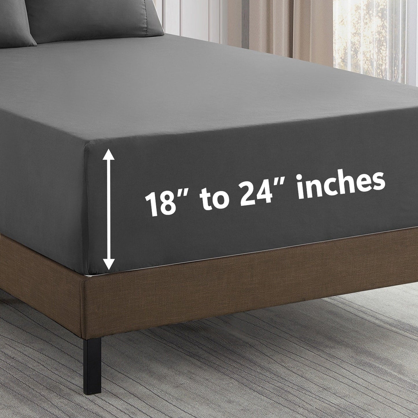 Set di lenzuola extra profonde da 24 tasche, 6 pezzi, serie 1500