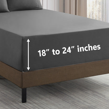 Set di lenzuola extra profonde da 24 tasche, 6 pezzi, serie 1500