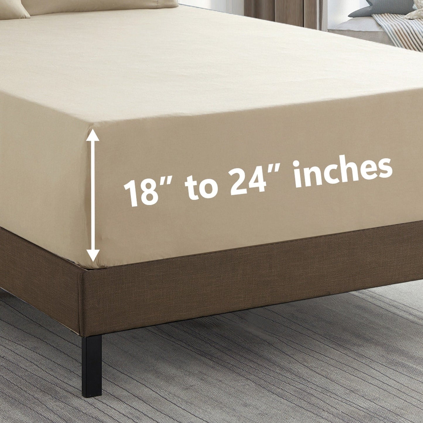 Set di lenzuola extra profonde da 24 tasche, 6 pezzi, serie 1500