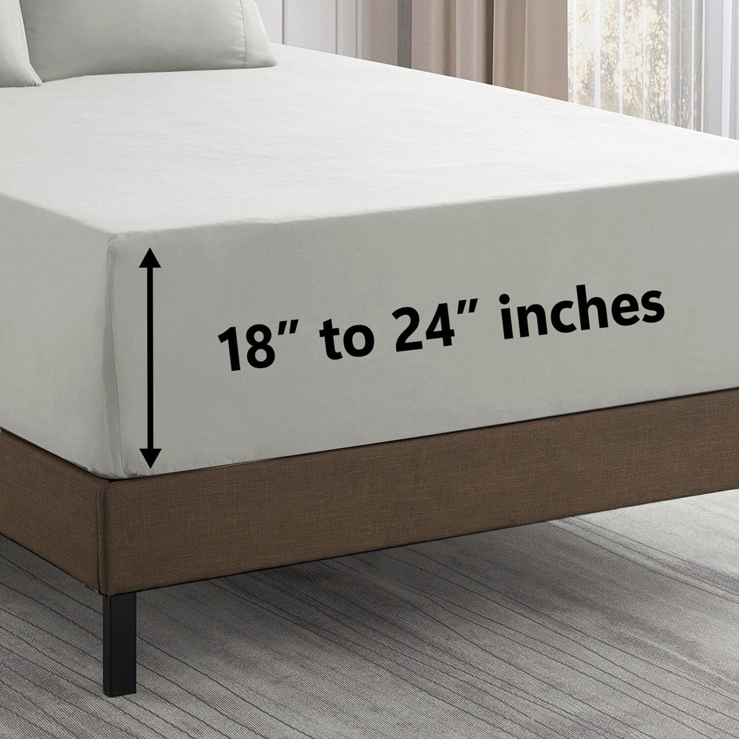 Set di lenzuola extra profonde da 24 tasche, 6 pezzi, serie 1500