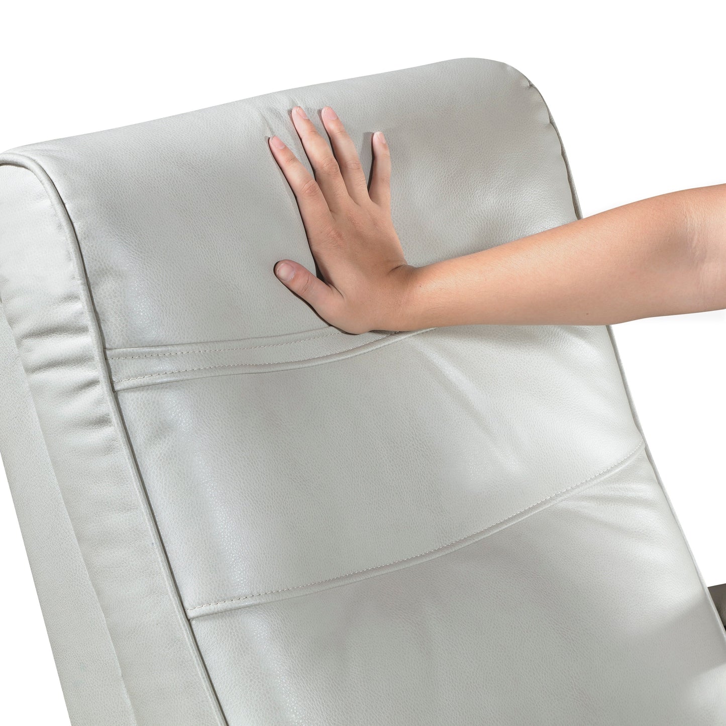 Poltrona reclinabile girevole e scorrevole, imbottita in similpelle, con braccioli in legno massello di gomma, lussuosa poltrona per soggiorno