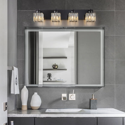 Applique da parete per mobiletto da bagno a 2/3/4/5 luci con paralume in cristallo