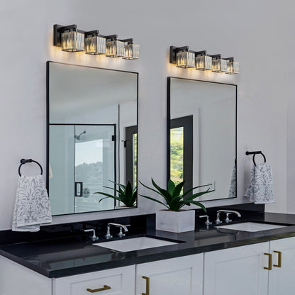 Applique da parete per mobiletto da bagno a 2/3/4/5 luci con paralume in cristallo