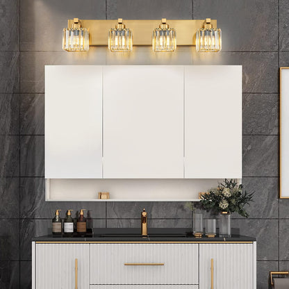 Applique da parete per mobiletto da bagno a 2/3/4/5 luci con paralume in cristallo