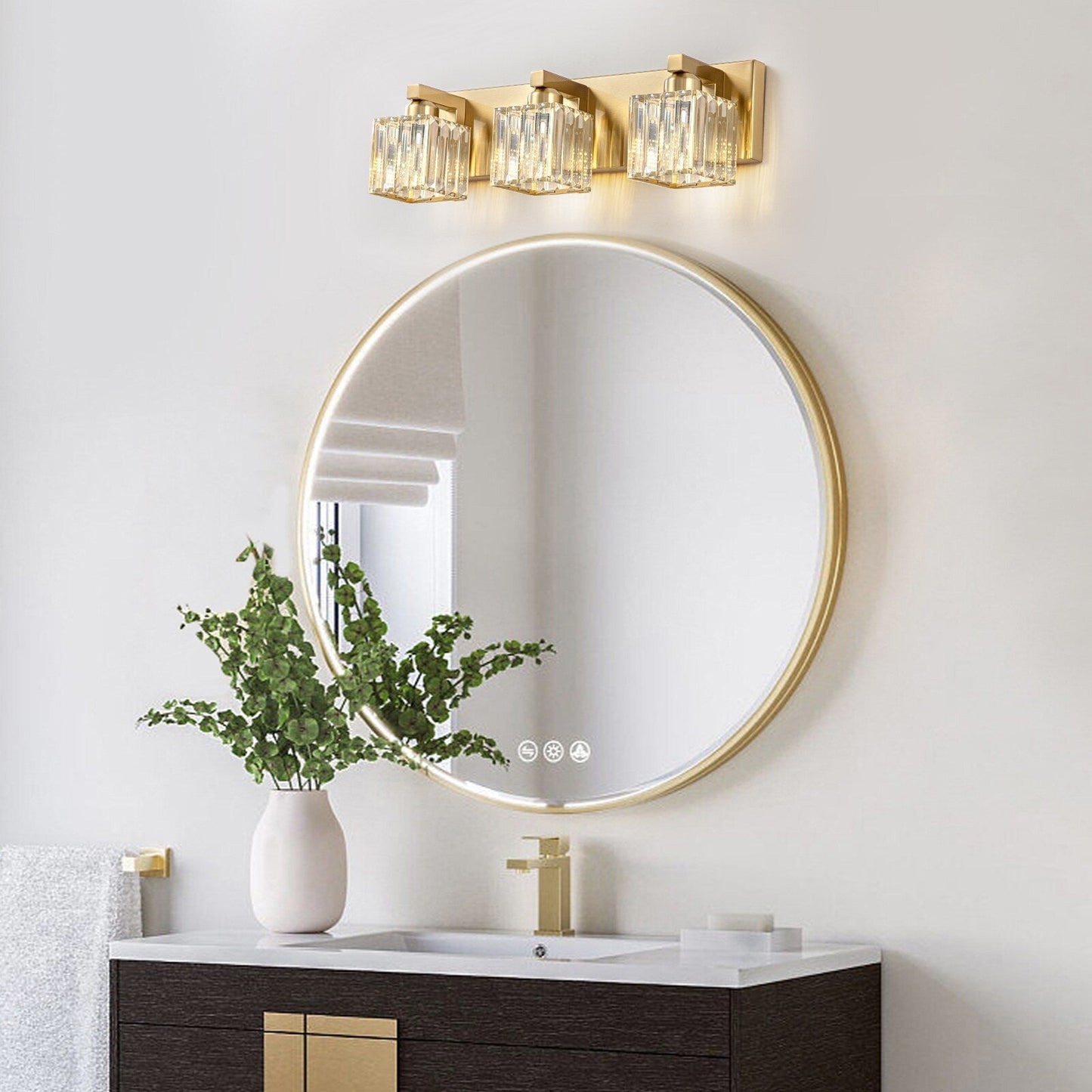 Applique da parete per mobiletto da bagno a 2/3/4/5 luci con paralume in cristallo