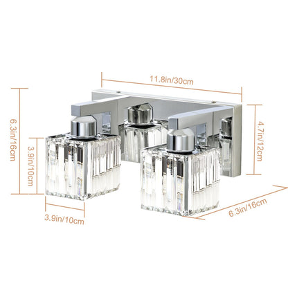 Applique da parete per mobiletto da bagno a 2/3/4/5 luci con paralume in cristallo