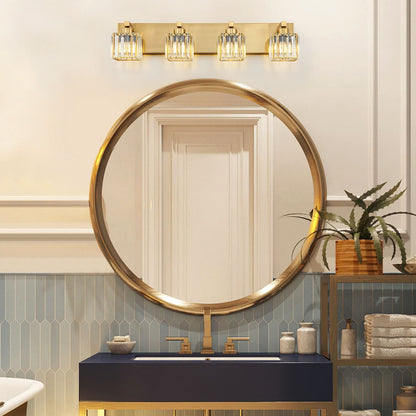 Applique da parete per mobiletto da bagno a 2/3/4/5 luci con paralume in cristallo