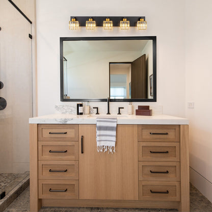 Applique da parete per mobiletto da bagno a 2/3/4/5 luci con paralume in cristallo