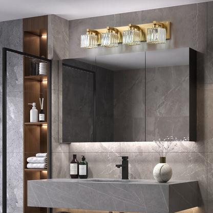 Applique da parete per mobiletto da bagno a 2/3/4/5 luci con paralume in cristallo