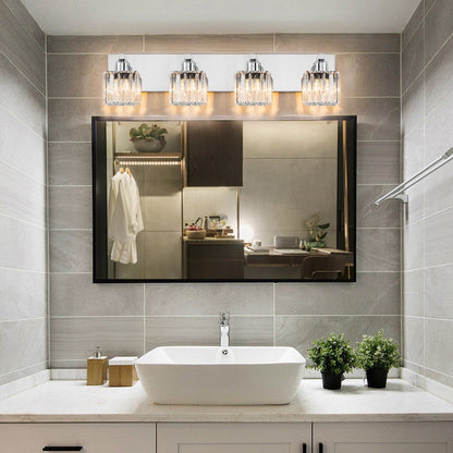 Applique da parete per mobiletto da bagno a 2/3/4/5 luci con paralume in cristallo