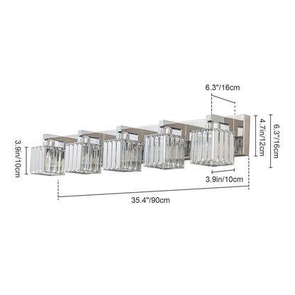 Applique da parete per mobiletto da bagno a 2/3/4/5 luci con paralume in cristallo