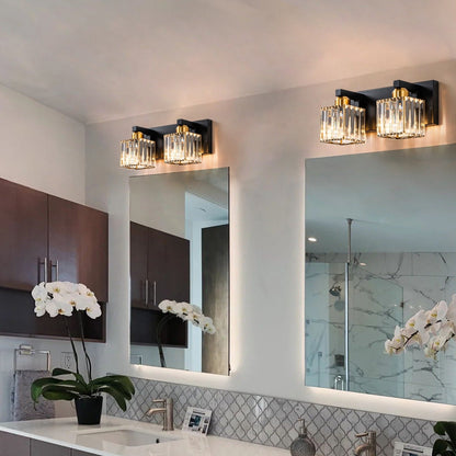 Applique da parete per mobiletto da bagno a 2/3/4/5 luci con paralume in cristallo