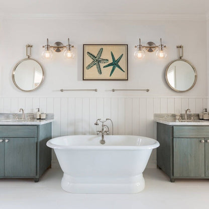 Applique da parete per mobiletto da bagno a 2/3 luci con paralume in vetro