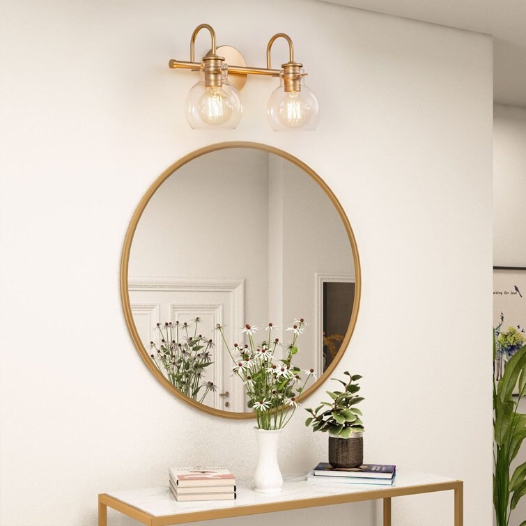 Applique da parete per mobiletto da bagno a 2/3 luci con paralume in vetro