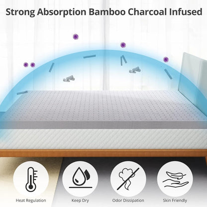 Coprimaterasso da 2 pollici Queen, coprimaterasso in memory foam in gel per letto matrimoniale per un sonno morbido e rinfrescante, allevia la pressione