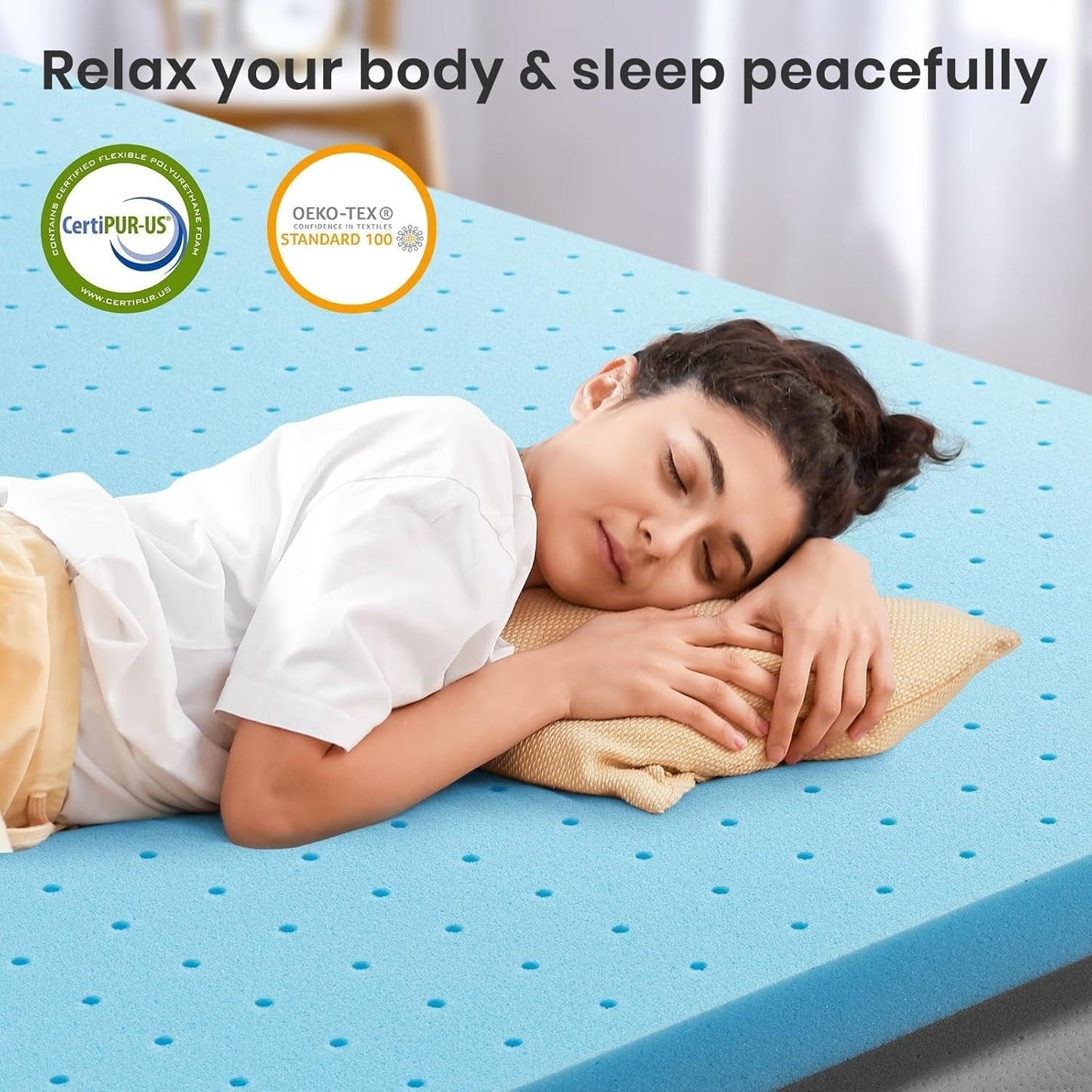 Materasso in memory foam Twin Gel da 2 pollici, sollievo dalla pressione rinfrescante e mal di schiena CertiPUR
