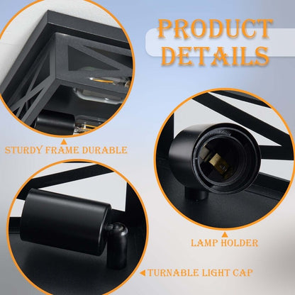 Plafoniera da soffitto a filo stile fattoria nera a 2 luci - Confezione da 2