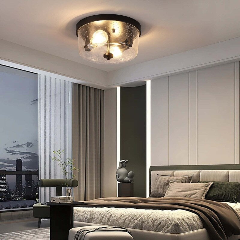 Plafoniera da soffitto a filo stile fattoria nera a 2 luci - Confezione da 2