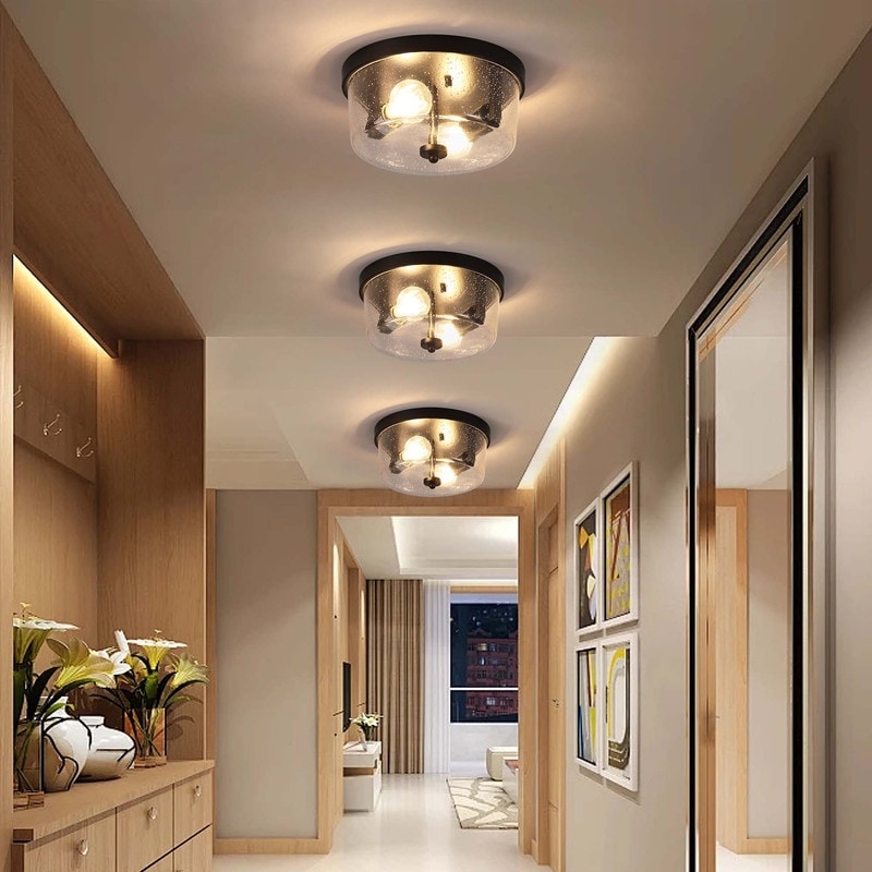 Plafoniera da soffitto a filo stile fattoria nera a 2 luci - Confezione da 2