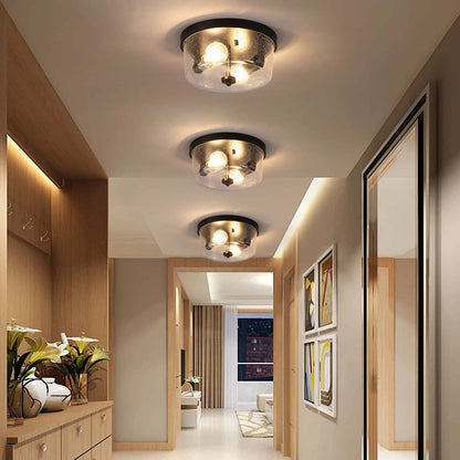 Plafoniera da soffitto a filo stile fattoria nera a 2 luci - Confezione da 2