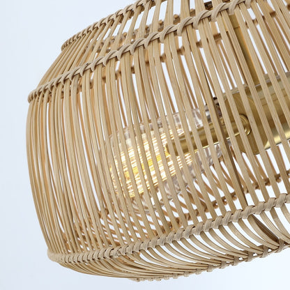 Lampada da soffitto semi-incassata in rattan bohémien a 2 luci - Ottone