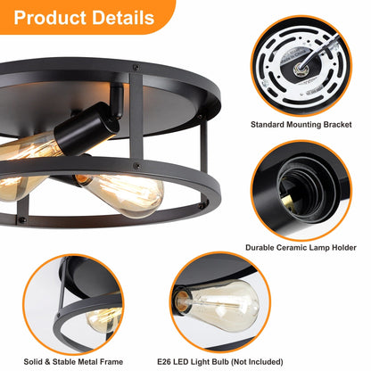 Plafoniera a filo da 2 luci stile fattoria - Confezione da 2