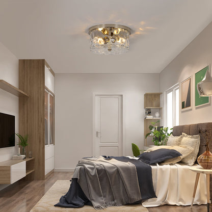 Plafoniera a filo a 2 luci con vetro martellato trasparente