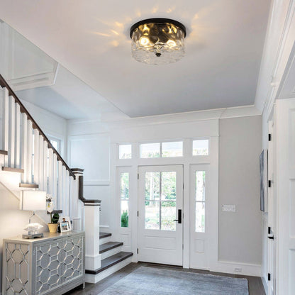 Plafoniera a filo a 2 luci con vetro martellato trasparente