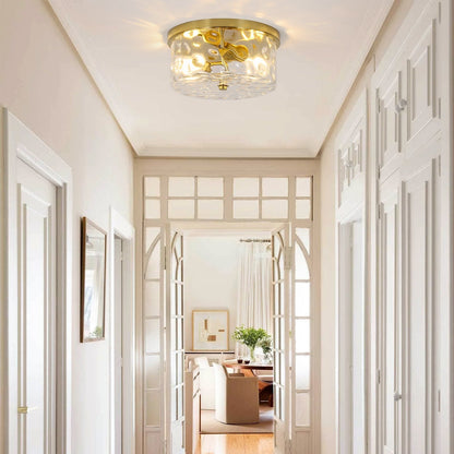 Plafoniera a filo a 2 luci con vetro martellato trasparente