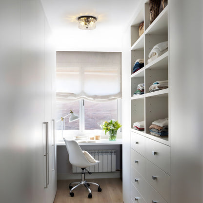 Plafoniera a filo a 2 luci con vetro martellato trasparente