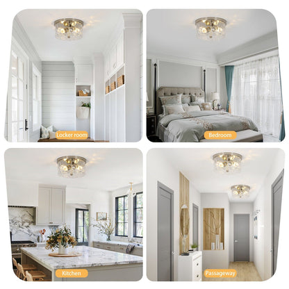 Plafoniera a filo a 2 luci con vetro martellato trasparente