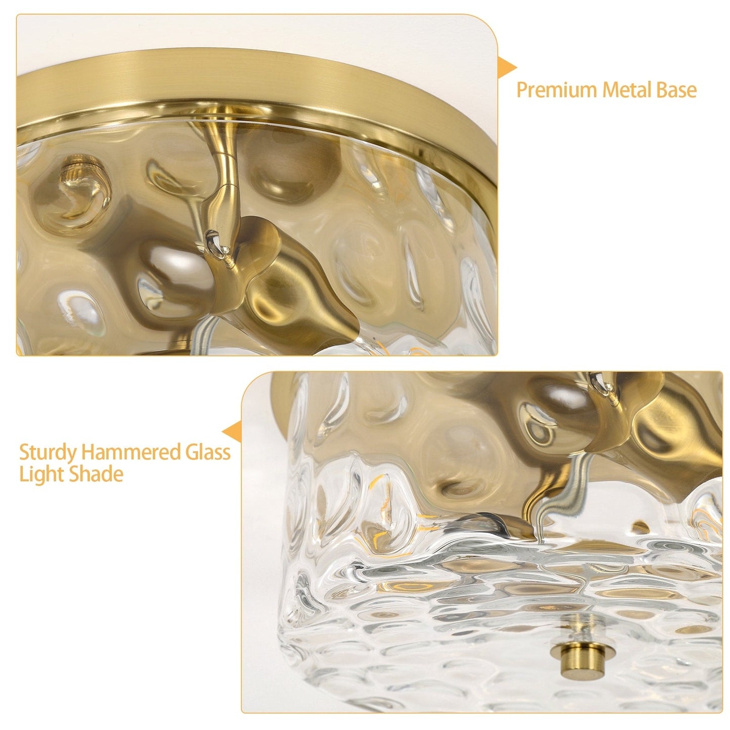 Plafoniera a filo a 2 luci con vetro martellato trasparente