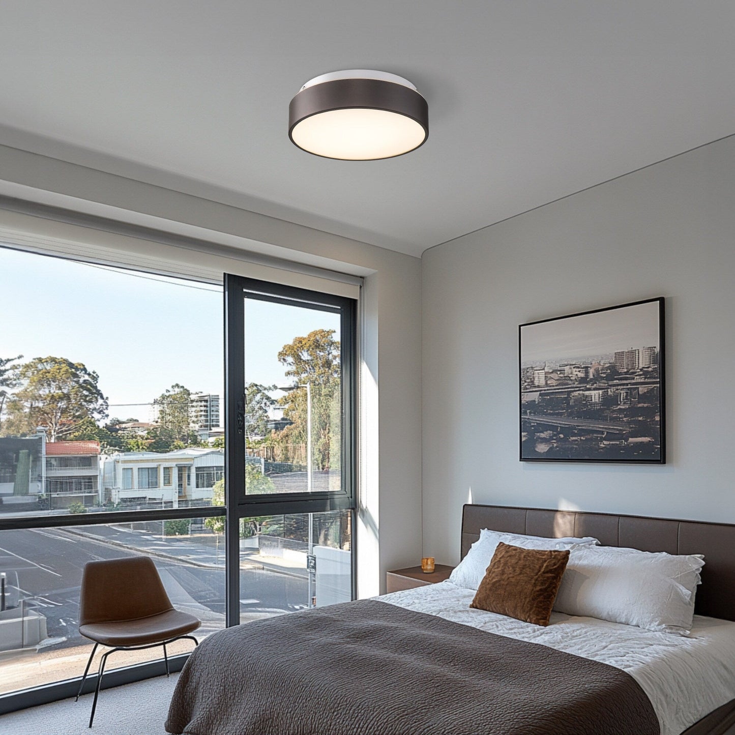 Plafoniera a filo a 2 luci con paralume in vetro smerigliato - 12,0 pollici LX 12,0 pollici WX 3,5 pollici H