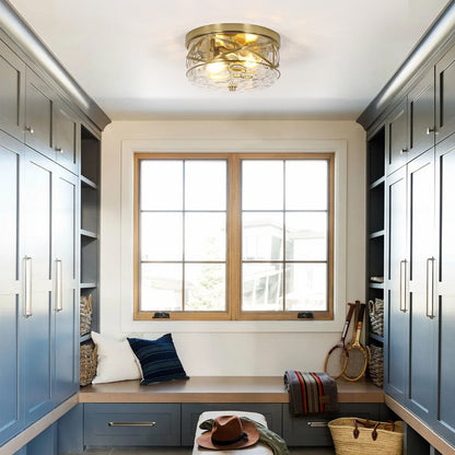 Plafoniera in vetro a 2 luci con montaggio a filo e struttura in metallo