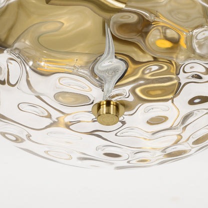 Plafoniera in vetro a 2 luci con montaggio a filo e struttura in metallo