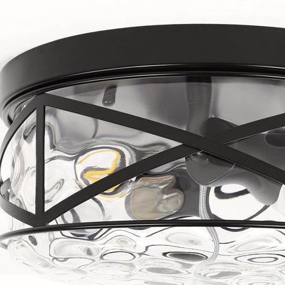 Plafoniera in vetro a 2 luci con montaggio a filo e struttura in metallo