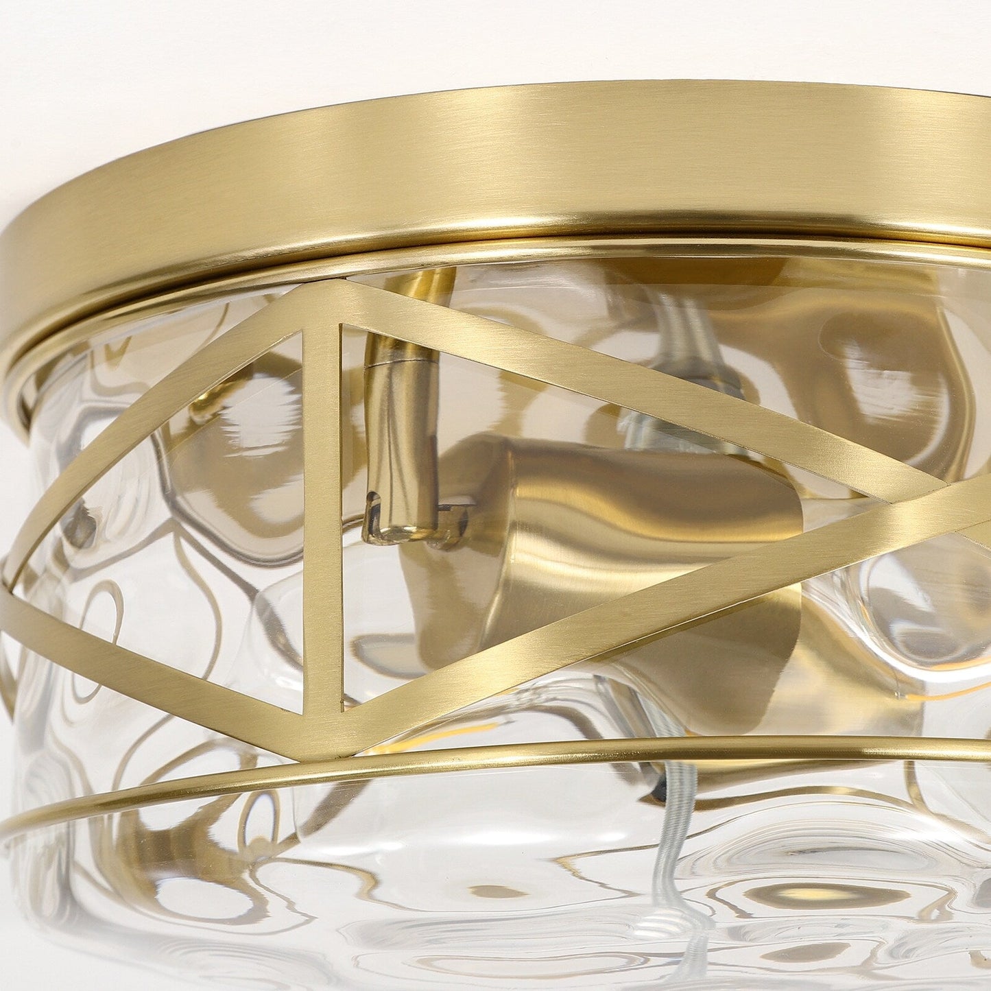 Plafoniera in vetro a 2 luci con montaggio a filo e struttura in metallo