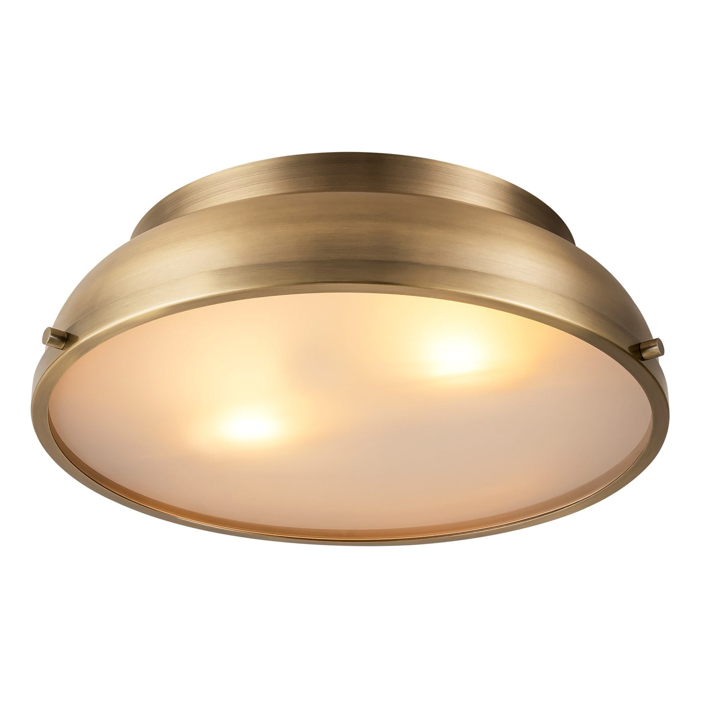 Plafoniere a soffitto a filo con cupola cilindrica in vetro smerigliato color bronzo invecchiato, 2 luci, stile Mid-Century Modern - Bronzo invecchiato