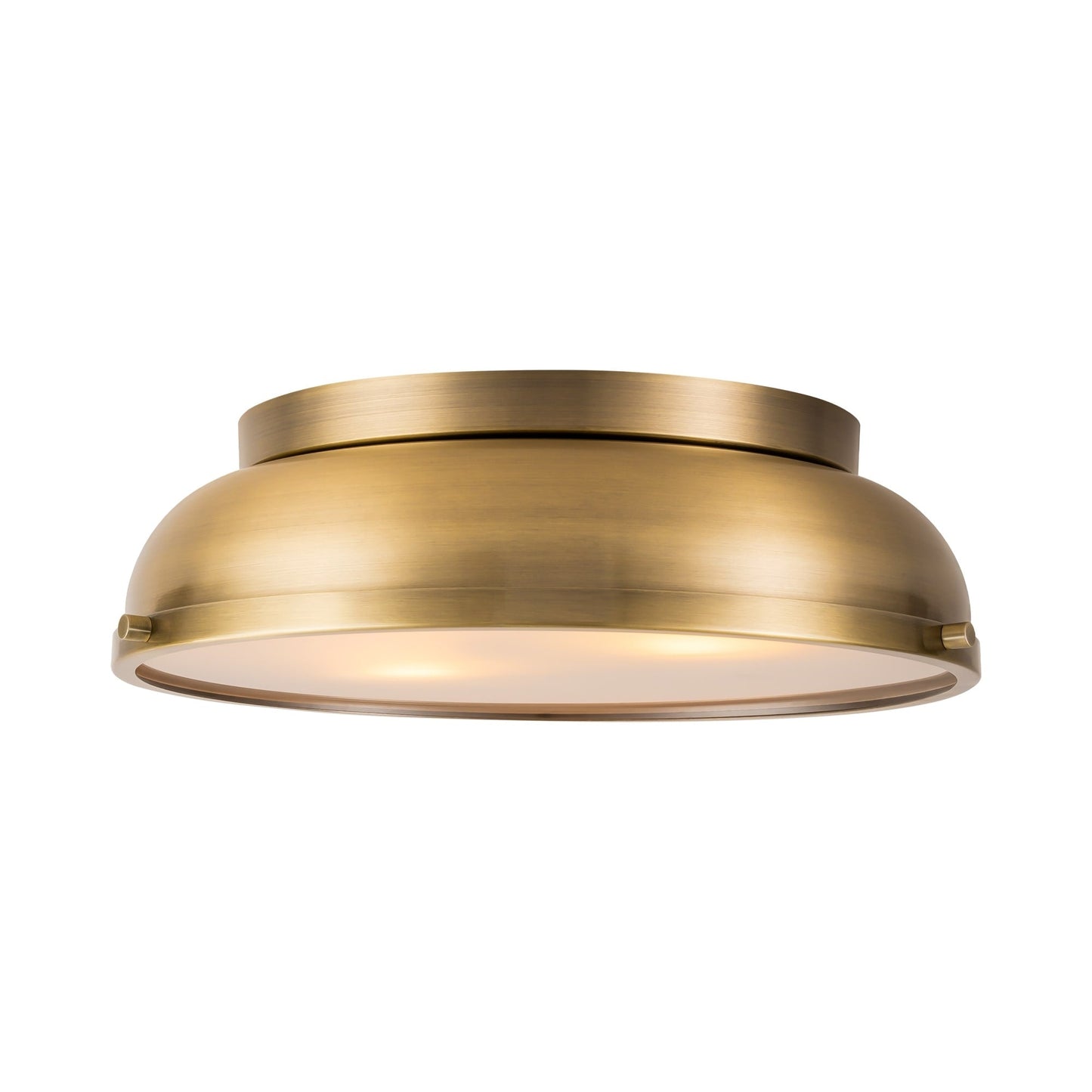 Plafoniere a soffitto a filo con cupola cilindrica in vetro smerigliato color bronzo invecchiato, 2 luci, stile Mid-Century Modern - Bronzo invecchiato