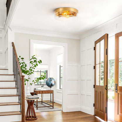 Lampada da soffitto a 2 luci moderna in stile fattoria, con cupola in vetro trasparente con semi/bolle