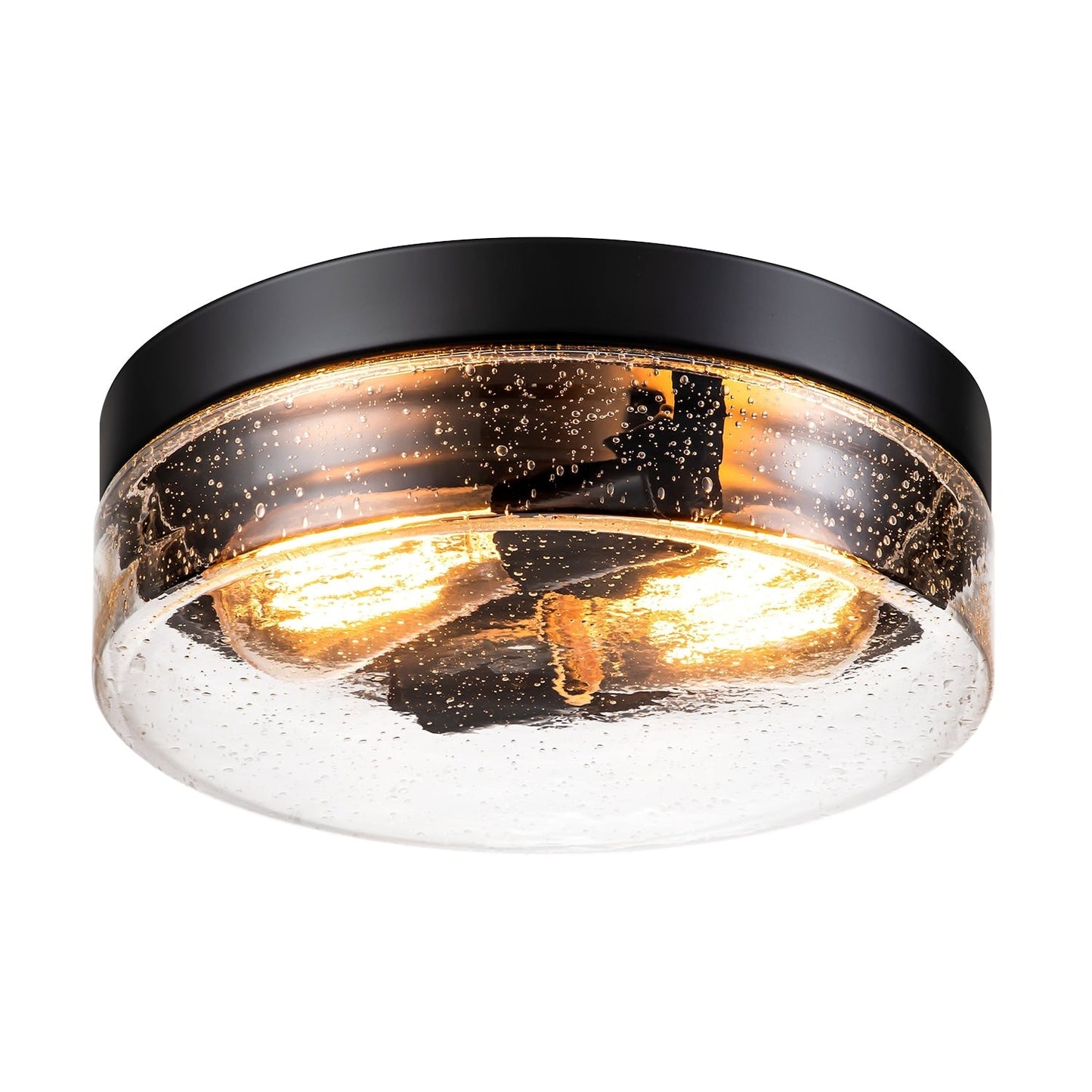 Lampada da soffitto a 2 luci moderna in stile fattoria, con cupola in vetro trasparente con semi/bolle