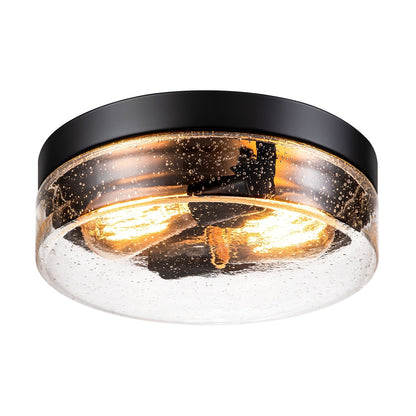 Lampada da soffitto a 2 luci moderna in stile fattoria, con cupola in vetro trasparente con semi/bolle