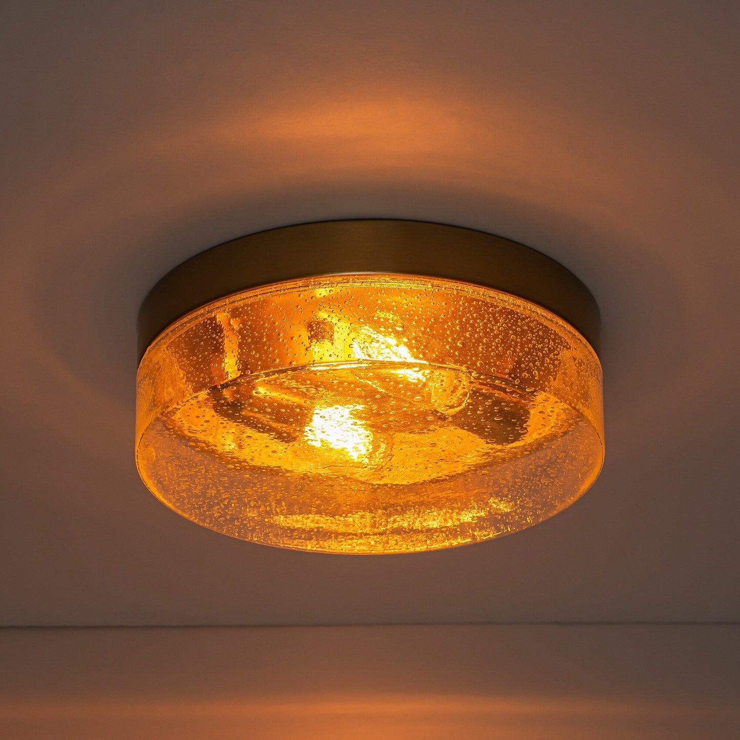 Lampada da soffitto a 2 luci moderna in stile fattoria, con cupola in vetro trasparente con semi/bolle