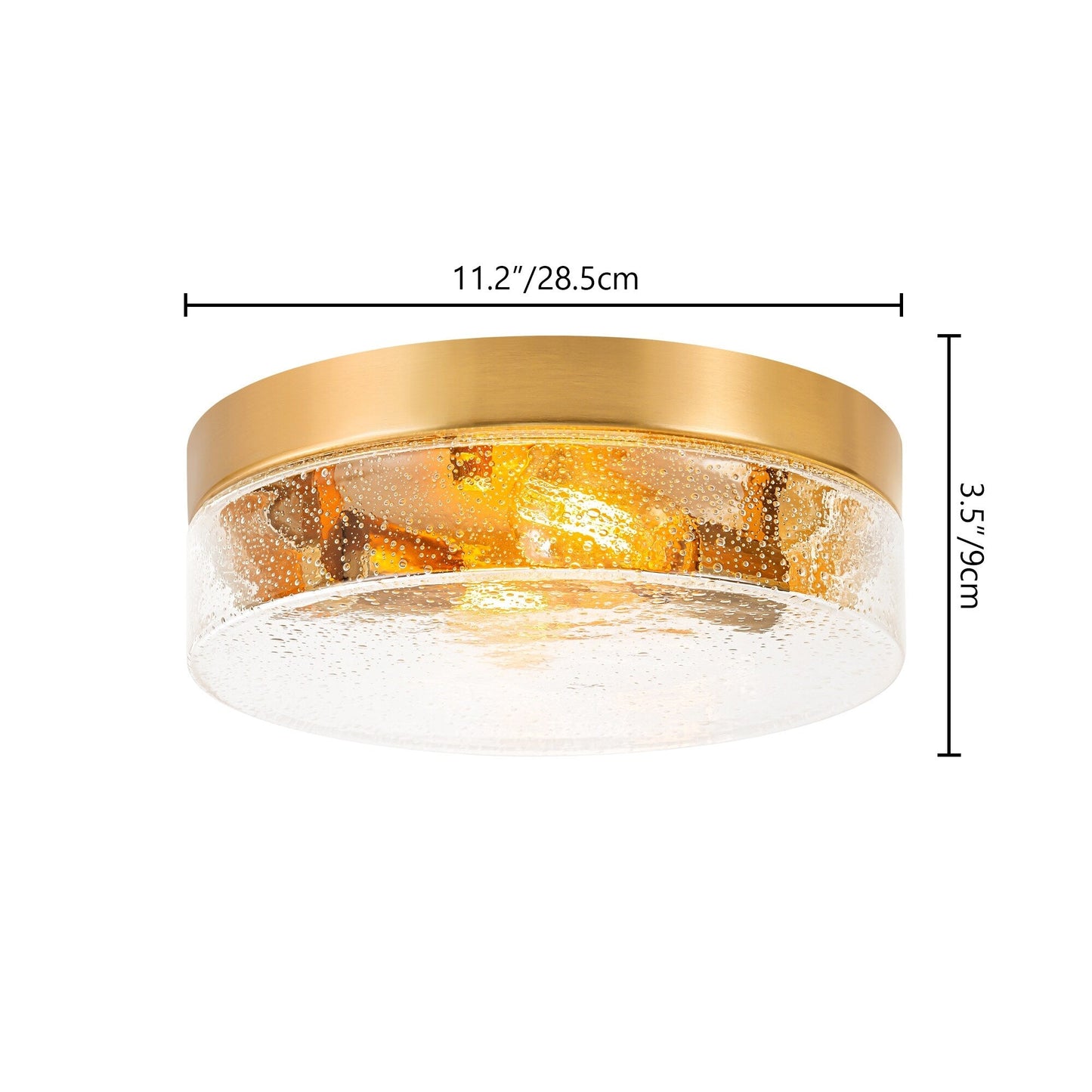 Lampada da soffitto a 2 luci moderna in stile fattoria, con cupola in vetro trasparente con semi/bolle