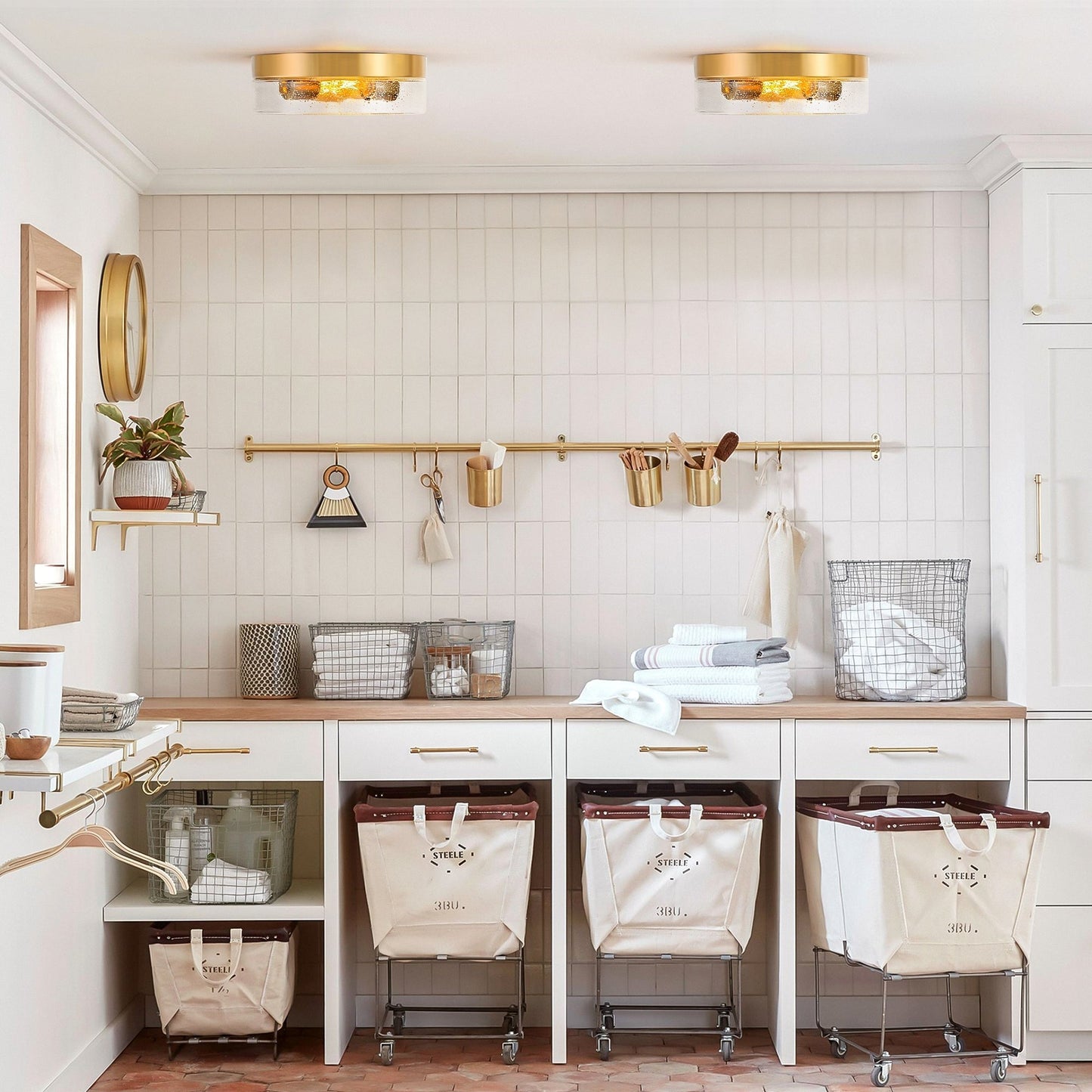 Lampada da soffitto a 2 luci moderna in stile fattoria, con cupola in vetro trasparente con semi/bolle