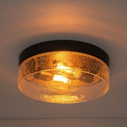 Lampada da soffitto a 2 luci moderna in stile fattoria, con cupola in vetro trasparente con semi/bolle