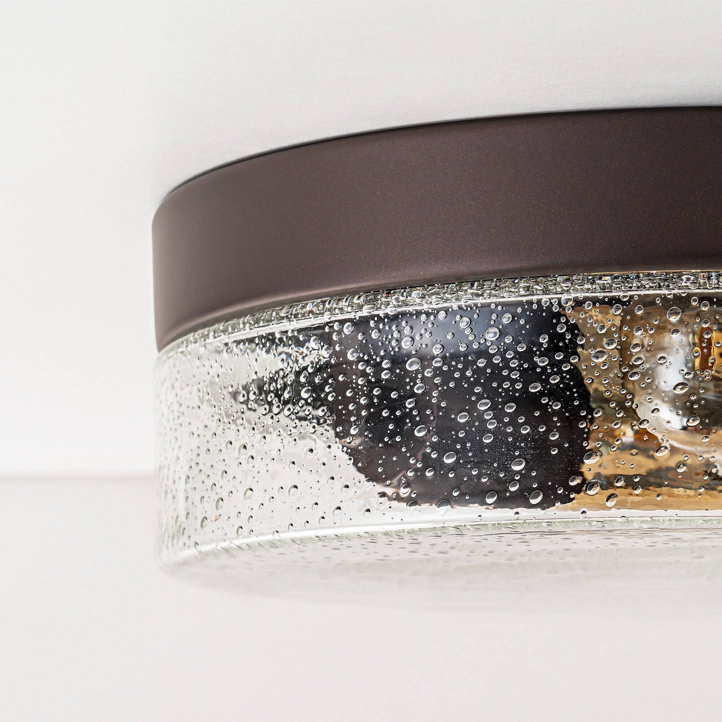 Lampada da soffitto a 2 luci moderna in stile fattoria, con cupola in vetro trasparente con semi/bolle