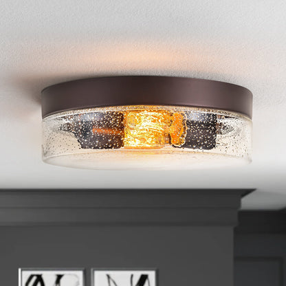 Lampada da soffitto a 2 luci moderna in stile fattoria, con cupola in vetro trasparente con semi/bolle