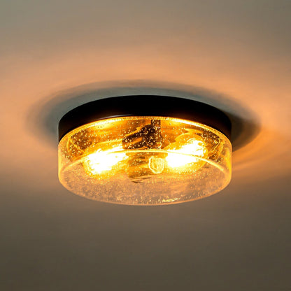 Lampada da soffitto a 2 luci moderna in stile fattoria, con cupola in vetro trasparente con semi/bolle